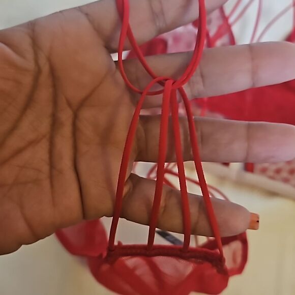 Victoria's Secret Lace Underwire Bra With Matching Underwear 32DD/ Small Red - Picture 14 of 16